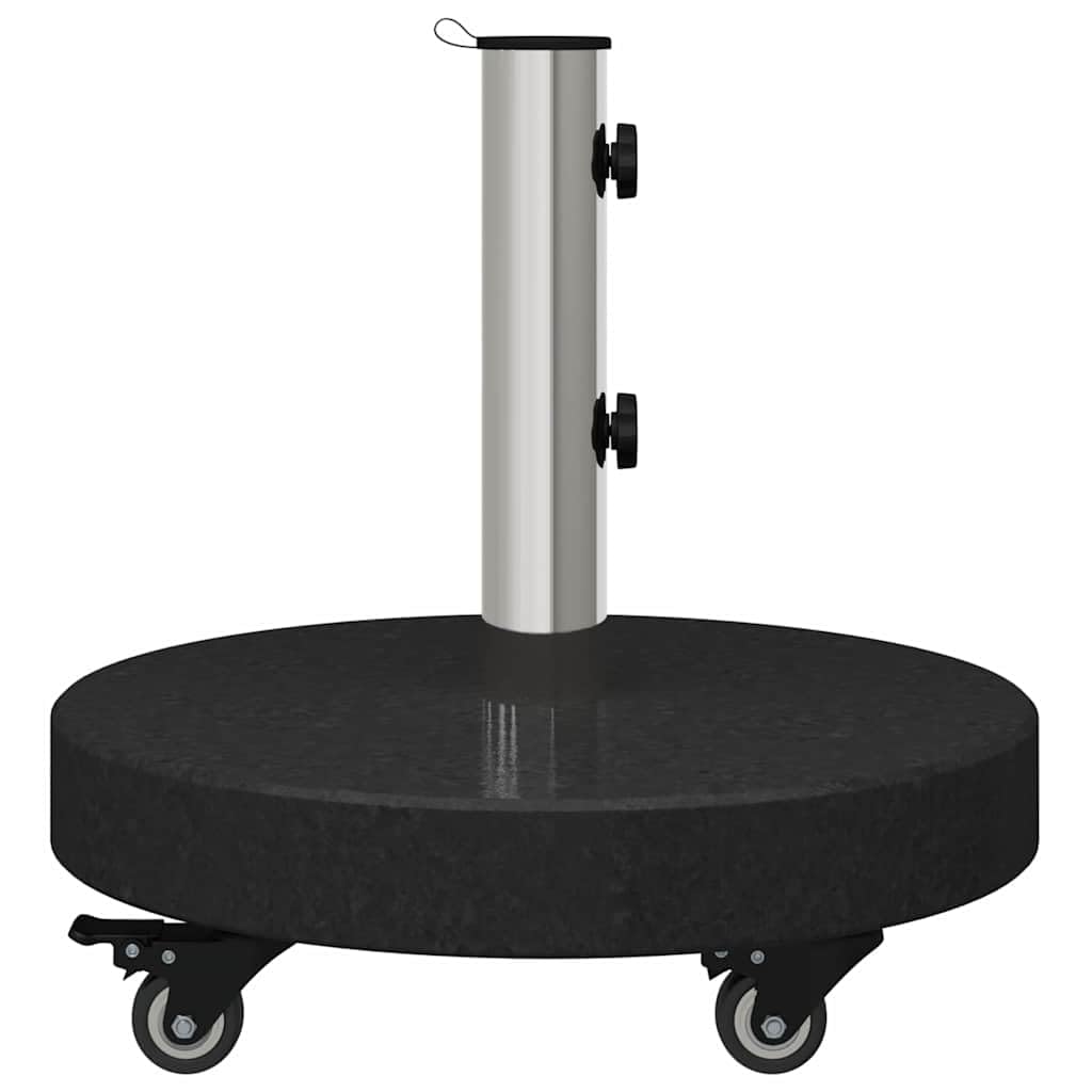 Supporto per ombrellone da 30 kg, nero, in granito e acciaio inox, rotondo, arrotolabile, per balcone, terrazza, giardino, patio, base per ombrellone da mercato e ombrellone, resistente alle