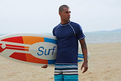 Satankud Men's Upf 50+ Rashguard Swim Tee Short Sleeve Running Shirt Swimwear Swim Hiking Workout Shirts Navy Blue M #TOP3