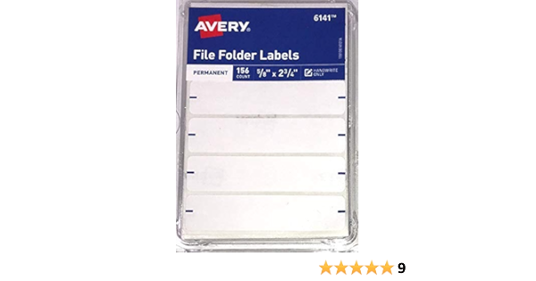 Avery 6141 Permanent File Folder Labels, 5/8” X 2 3/4”, 156 Labels