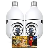 Light Bulb Security Camera 2 Packs, 5G&2.4GHz 2K Security Cameras Wireless Outdoor 360° PTZ Cameras for Home Security with Color Night Vision, 2 Way Talk, AI Human Detection, Screw in Light Socket