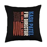 Vintage Kash Patel FBI Director American Flag Throw Pillow