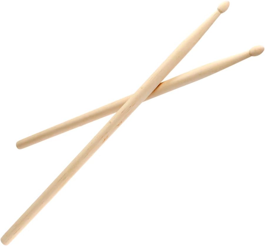 Drum Sticks 5A Wood Tip, 1 pair American Classic Maple Wood Drumsticks with Oval Tip for Drummer Playing Beginner Practice Student, 5A Sticks for Jazz Pop Rock Music