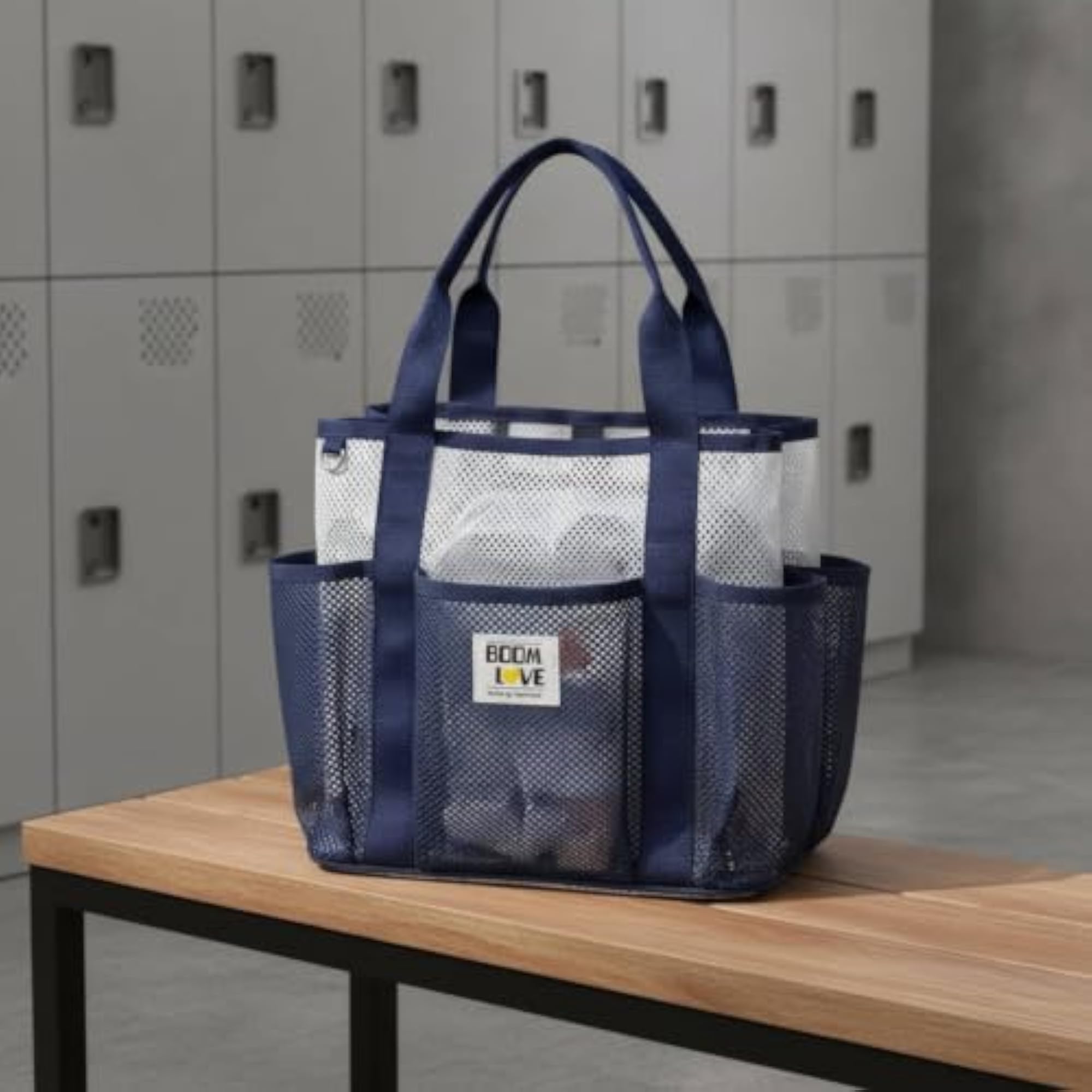 Multi-Pocket Mesh Beach Bag, Lightweight Quick-Drying Tote