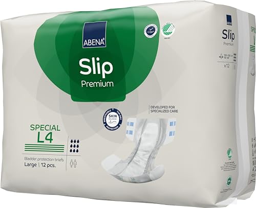 Image of Abena Classic Design Adult Diapers, Slip Special Premium Incontinence Briefs, Heavy Absorbency, Level 4, Large, 12 Count