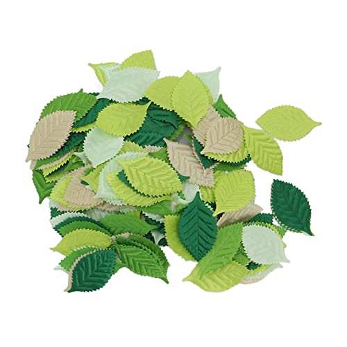 200pcs hojas verdes artificiales, 2.4x 1.3in alta simulación mixta Detalles exquisitos Simulación de varios colores Hojas tela falsa para artesanías bricolaje