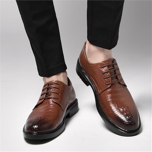 Mens Crocodile Pattern Leather Dress Shoes Business Oxford Shoes British Style Pointed Toe Casual Wedding Rubber Non Slip Lace up3
