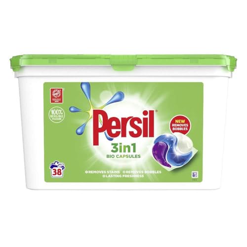Image of Persil Bio 3 in 1 Laundry Detergent Washing Pods Capsules Tablets Mega Refill Pack (38 Wash), Brilliant Plant-Based Stain Removal With Comfort Freshness, Biodegradable ingredients