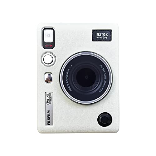 Rieibi Mini EVO Hülle - Silikon Schutzhülle für Fujifilm Mini EVO Sofortbildkamera - Soft Rubber Lightweight Case für Fujifilm evo, weiß, Kosmetikkoffer Cover