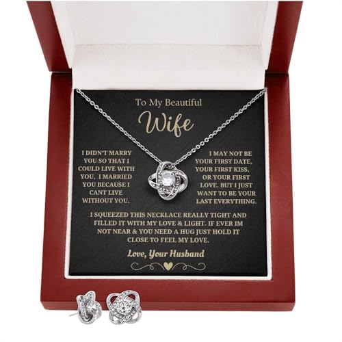 To My Wife - Love Knot Necklace I Can't Live Without You Luxury Box w/LED