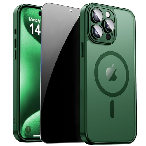 Image of for iPhone 15 Pro Case with Privacy Screen Protector, Green