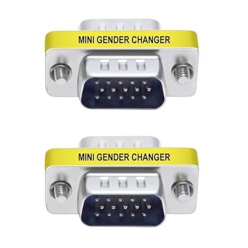 CABLEPELADO Adaptateur VGA mâle vers mâle | Coupleur SVGA | Adaptateur de changeur de genre | HDB15 | 15 broches | Mâle à mâle