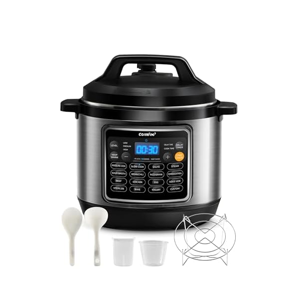   COMFEE-16-in-1-Electric-Pressure-Cooker-Instant-Multi-Cooker-Olla-de-Presion-Non-Stick-Pot-Yogurt-Maker-Rice-Cooker-Slow-Cooker-Saute-Steamer-8-Quarts-Stainless-Steel