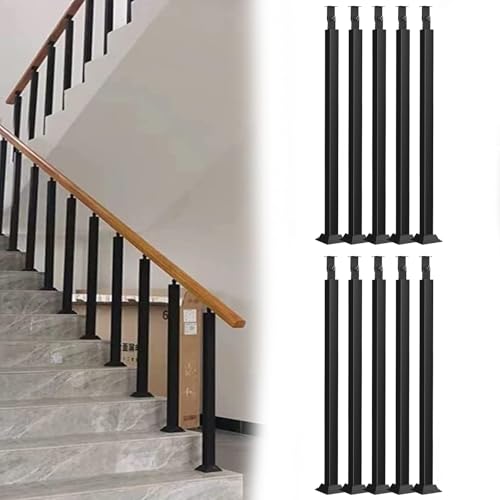 Garde-corps de terrasse et couloir : lot de 10 poteaux noirs au style moderne