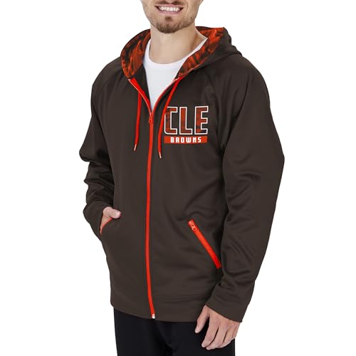 Zubaz Officially Licensed Men's NFL Full Zip Hoodie with Team Color Camo, Cleveland Browns, Size Medium