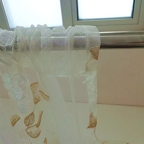 Alifish Romantic Embroidered Sheer Curtains Floral Tulle Gauze Curtains Rod Pocket Country Style Luxury Lace Voile Window Drape Panel Net Mesh Curtains For Living Room Beige 1 Piece W52 X L84 Inch #TOP4