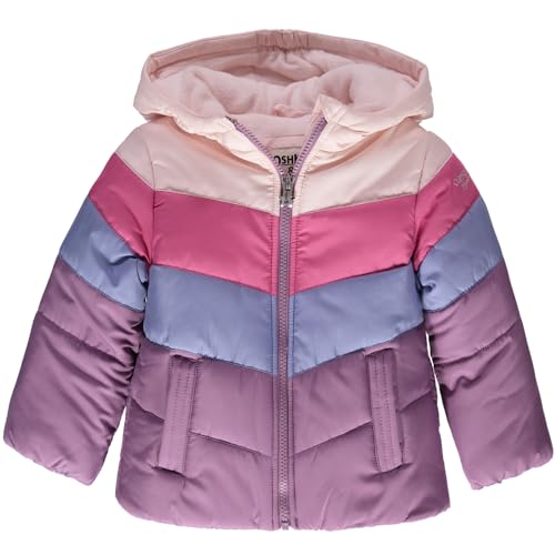 OSHKOSH B'GOSH Girls' Perfect Colorblocked Heavyweight Jacket Coat (4T, Purple/Colorblock)