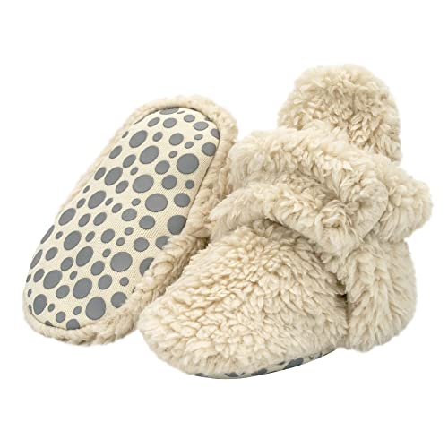 Image of Zutano Unisex Furry Baby Booties with Grippers, Organic Cotton Lining, Baby Registry Must Haves