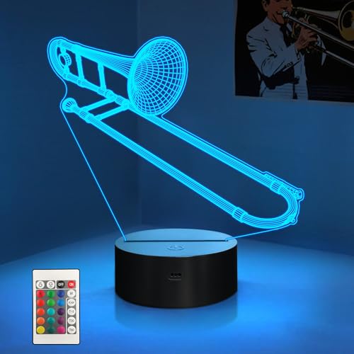 CoolGift Mart Saxophone Night Light, 3D LED Optical Illusion Lamp with 16 Colors and Remote Controller, Gifts for Saxophone Enthusiasts Music Lovers