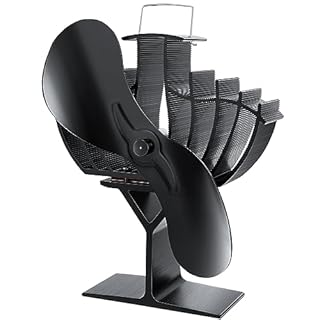 Hanaoyo Upgraded Wood Stove Fan High Airflow, Large-Sized Heat Powered Stove Fan Non Electric Fireplace Fan, Stove Accessories, for Wood/Gas/Log Burner Stove/Fireplace