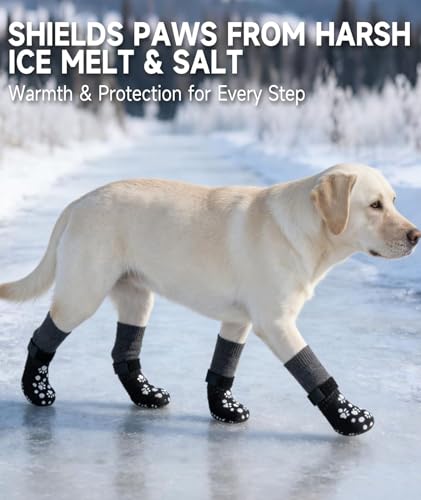 Image of 4PCS Dog Shoes, Dog Socks, Socks for Senior with Joint Support, Gradient Grey Anti-Slip Design, Dotted Grip Pattern, Indoor Stability Assistance for Elderly Pets