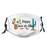 Happy Cinco De Mayo6 Face Mask Adjustable, for Adults Women Fashion Scarves Balaclavas with 2 Filters