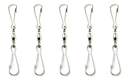WorldaWhirl Whirligig Wind Spinner SS Swivel Hook Display Twist Turn Twirl Swirl (5, Clip and Clip)
