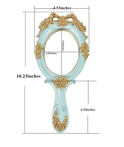 image for Nerien Handheld Mirror Vanity Makeup Mirror Travel Princess Metal Cosm
