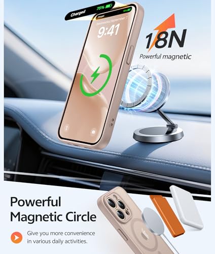 Image of FNTCASE for iPhone 14 Pro Case: [Compatible with Magsafe] Translucent Matte Cases with [Full Camera Protection] [Screen Protector] Military Grade Shockproof Protective Phone Cover - Desert Gold
