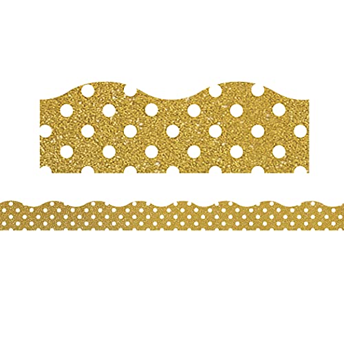 Oro brillante con lunares blancos para decoración de mesas y eventos con bordes pegajosos