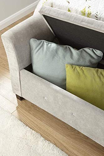 GFW Verona Upholstered Window Seat With Storage, Ottoman Padded Storage Stool Seat With Accent Legs For Living Room, Bedroom, Hallway or Dining Room, Silver Chenille, H-56cm x W-107cm x D-41cm - Image 7