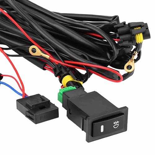 Universal 12V LED Fog Light Switch Wiring Harness Kit with Relay, On/Off Control for Car