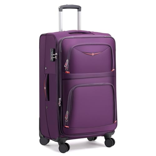 Image of ROPLUS Softside Expandable Luggage with 4 Spinner Wheels, Durable Checked-Luggage Suitcase (Purple, 29-Inch)