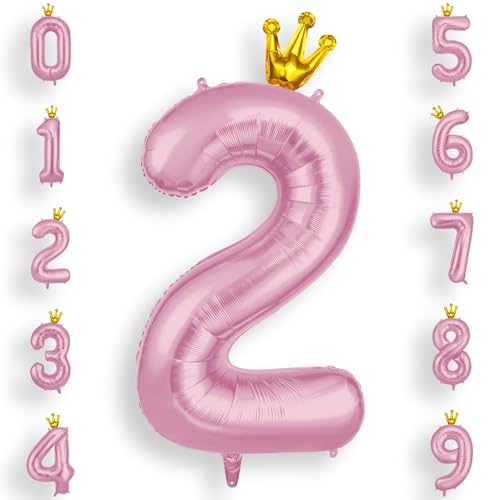 AOOSU Foil balão número 2 pó de coroa 40', balão número gigante balões de hélio, balões de números de aniversário, decoração de aniversário, para decoração de festa de aniversário de aniversário