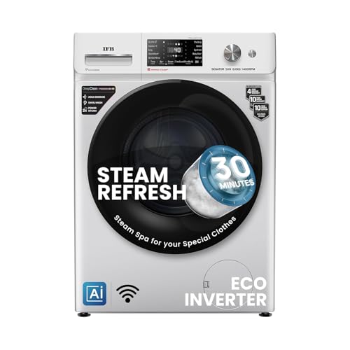Image of IFB 8 Kg 5 Star Front Load Washing Machine 2X Power Steam (Senator SXN 8014K, 1400 RPM, 2024 Model, Rich Silver, Touch Control In-built Heater, 4 years Comprehensive Warranty)