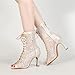 Female High Top Latin Dance Shoes Party Sandals Fashion Mesh Boot Abricot Heel 10cm 7