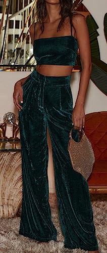 loveimgs Women's Casual Elastic High Waist Velvet Long Pants Wide Leg Palazzo Lounge Pants with Pockets4