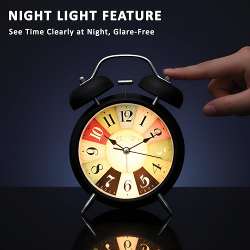 Image of Digital Alarm Clock Style Classic Analog Twin Bell Alarm Clock for Bedroom | Loud Alarm Desk Table Clock, Heavy Sleepers | Vintage Retro Clock for Home, Office, Study Table, Dcor