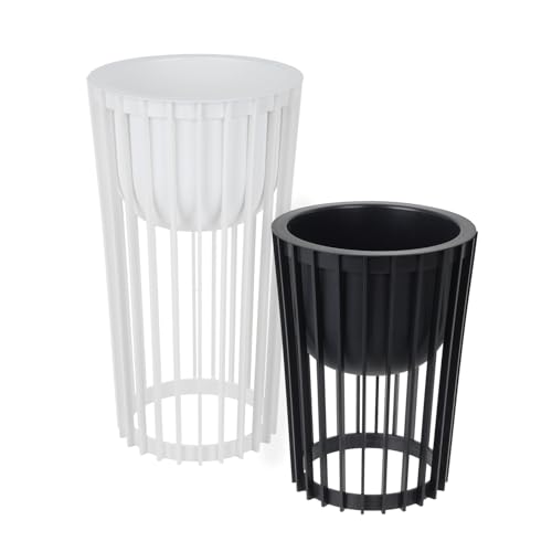 Juego de soporte para flores de 30 cm de diámetro x 40 cm de alto y 54 cm de alto, soporte para plantas de plástico resistente, se puede utilizar por ambos lados, taburete para flores para interior y