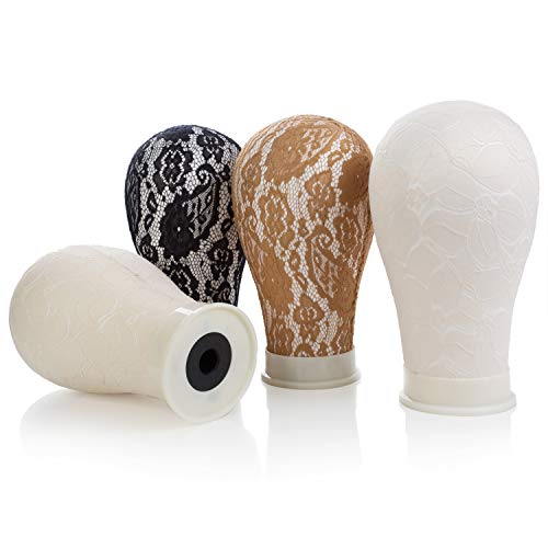 2 Packed 22 inch Lace Block Wig Head, Mannequin Head for Wig Making Display Styling with Mount Hole, Styrofoam Manikin Head for Display Hair, Hats, Hairpieces And Hair ornaments (Ivory)