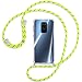 Produktbild mtb more energy® Handykette kompatibel mit Xiaomi Redmi Note 9, Redmi 10X 4G (6.53'') - Neon-Gelb gestreift - Smartphone Hülle zum Umhängen - Anti Shock Full TPU Case