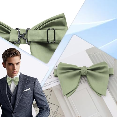Image of Luckyvestir Oversized Bow Ties for Men, Pre Tied Clip on Men's Black Bowtie for Wedding Tuxedo Banquets Formal Wear