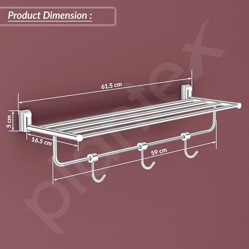 Image of Plantex Smero Pure Brass 24 inch Towel Rack for Bathroom /Towel Stand /Hanger /Towel Holder /Towel Bar /Bathroom Accessories - Superb (Chrome)