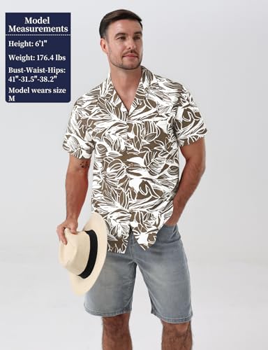 Men's Summer Textured Cuban Collar Hawaiian Shirts Casual Vacation Short Sleeve Button Up Shirt with Pocket2