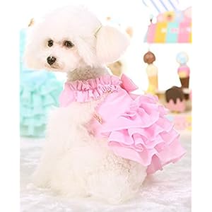 Fashion sweet puppy dog love printed princess skirt pet dog pleated camisole tutu dress pink m  urban country home decor