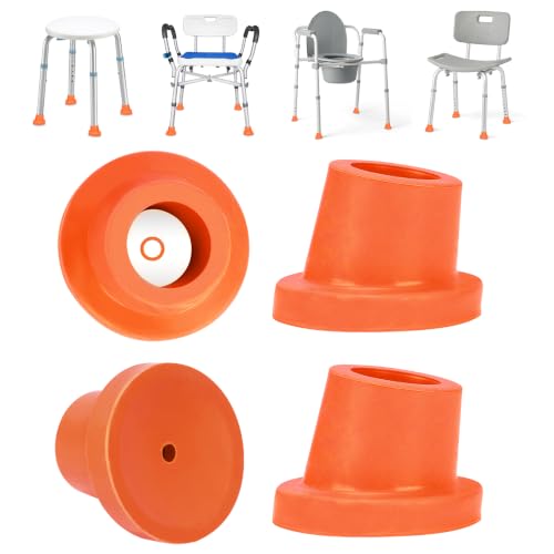 supregear Shower Chair Leg Caps - Heavy Duty Replacement Feet for Shower Stools Bath Seat, 1-1/8"(28.6 cm) I.D. Slope Rubber Tips for Transfer Bench Non-Slip Extreme Grip Suction Cup Feet, 4PK