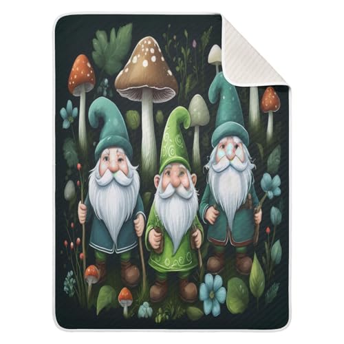 Burbuja St. Patrick Gnome Mushrooms Baby Blanket for Boys Girls, Nursery Soft Warm Swaddling Receiving Baby Blankets, 30x40 in Toddler Blanket