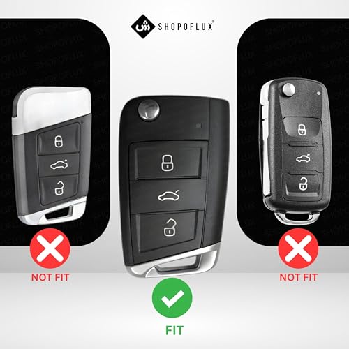 Image of SHOPOFLUX Metal Key Cover Compatible for Skoda & Volkswagen Cars Kylaq | Slavia | Kushaq | Octavia | Virtus | Taigun | Tiguan | T Roc 3 Button Flip Key