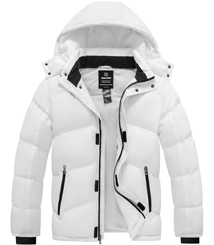 wantdo Men's Waterproof Winter Coat Warm Puffer Jacket with Removable Hood