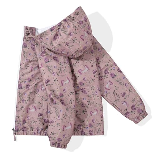 Image of SUNDAY ROSE Girls Windbreaker Jackets Lightweight Water Resistant Coat Outwear with Hooded for Kids