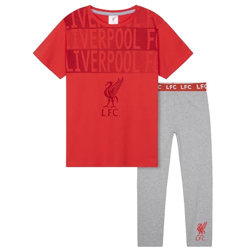 Liverpool F.C. Boys Pyjamas Set Nightwear PJs for Kids Teenagers Football Lounge Wear 4-14 Years Liverpool Gifts for Boys (Red/Grey 7-8 Years)